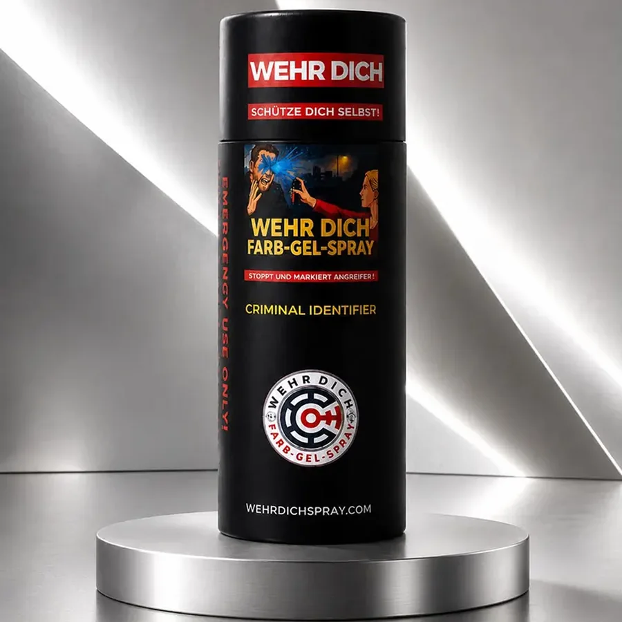 WEHRDICHSPRAY Geschenkpackung 50ml Farb-Gel-Spray Blau – Seitenansicht